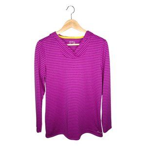 Eddie Bauer Purple Magenta Striped Hooded Athletic Top Size M